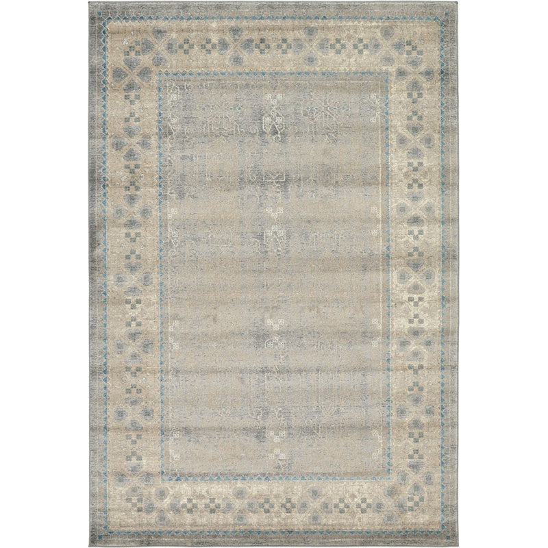 Tapis à motif oriental fumé Linz, Rectangle 6 pi x 9 pi