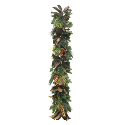 MIXED MAGNOLIA LEAF AND PINE GARLAND