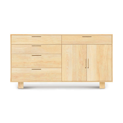 Iso 66"" Wide 5 Drawer Oak Wood Sideboard -  Copeland Furniture, 6-ISO-72-07