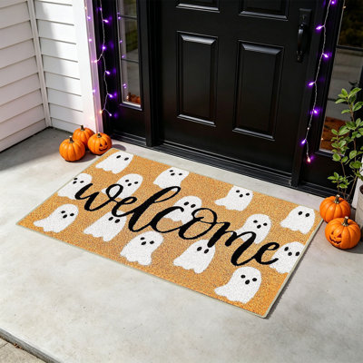 Halloween Decor Halloween Welcome Coir Doormat Pumpkin Ghost Front Door Mat Non Slipss Outdoor Indoor Rug For Fall Harvests Holiday Porch Entryway Hom