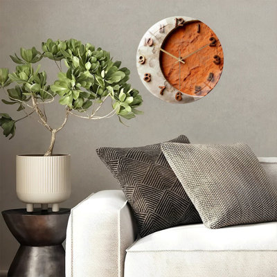 12" Round Tempered Glass Wall Clock with Silent Quartz Movement