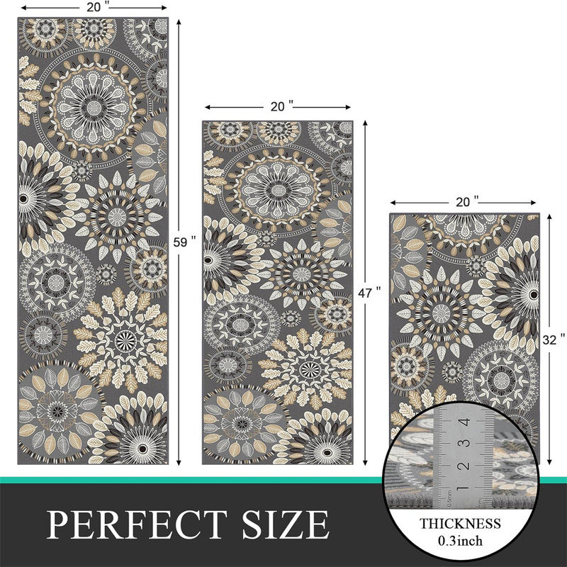 Bungalow Rose Farmhouse Kitchen Rug Sets 3 Piece,Non Slip Kitchen Rugs ...