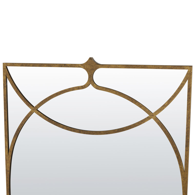 Swan Rectangle Metal Wall Mirror, Gilded Gold