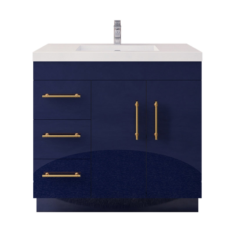 Ensemble de meuble-lavabo simple 36 po Maplesville, Marine