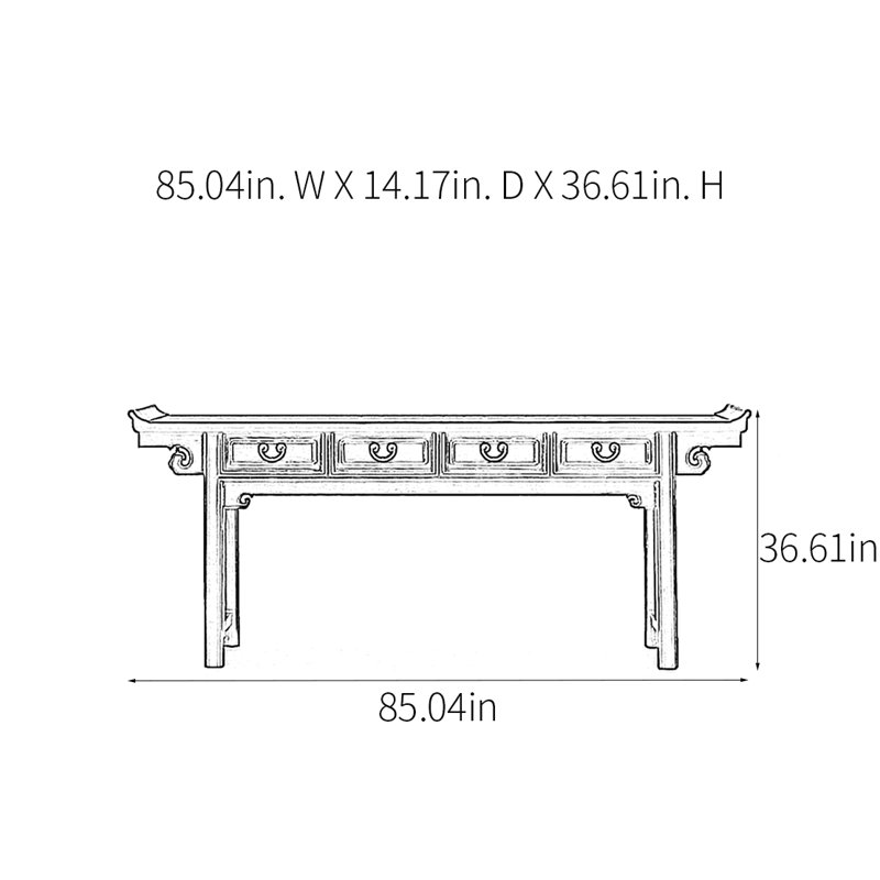Retro Classical Art Console Table, 36.61" H x 85.04" W x 14.17" D