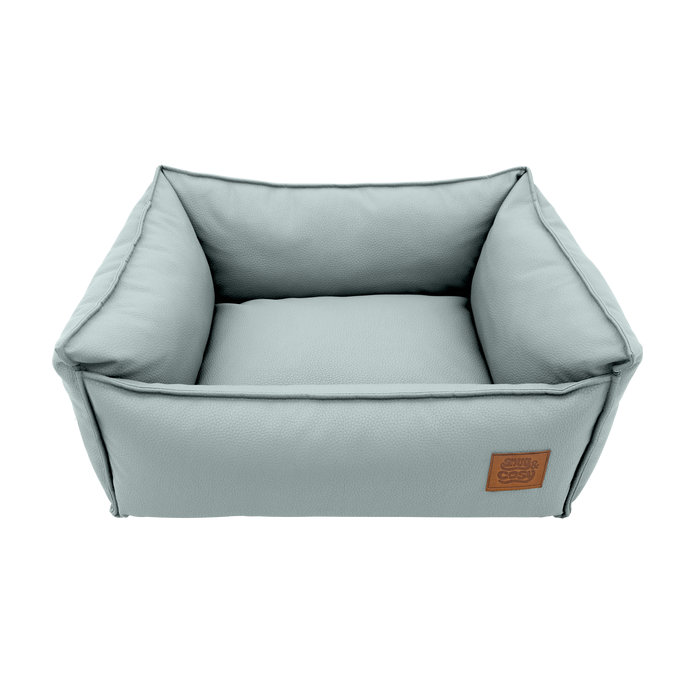 Faux Leather Pet Bed, Blue, 24cm H x 60cm W x 52cm D