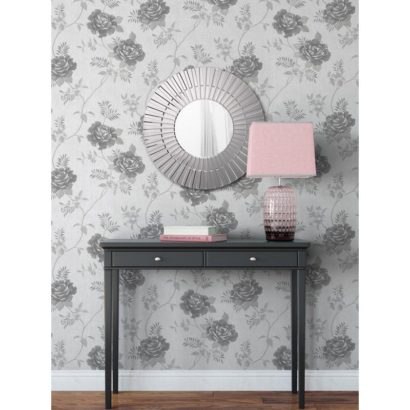 Deshotel 10.05m x 53cm Semi-Gloss Wallpaper Roll, Grey