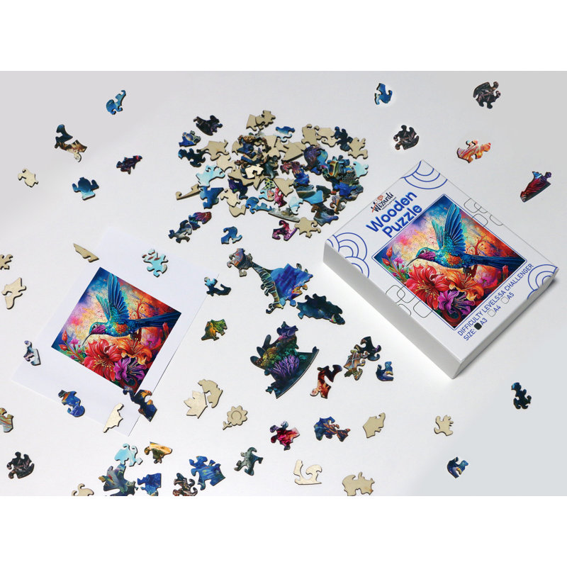 Oiseau vif - puzzle en bois par Wizardi F07N9-3