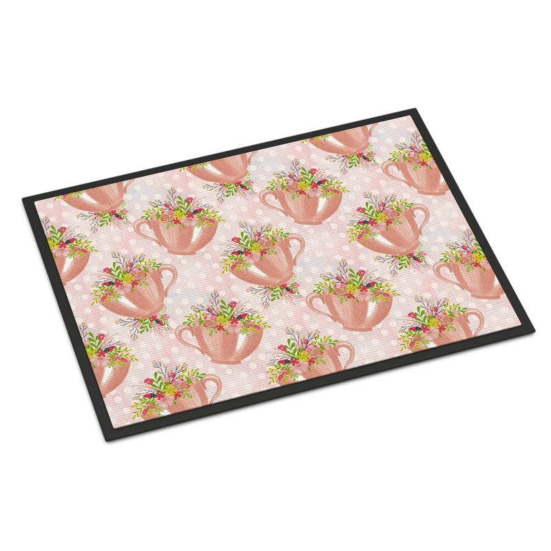 Tapis de porte extérieur anti-dérapant fleur Yonkers, H 0,25 po x l 27 po x P 18 po