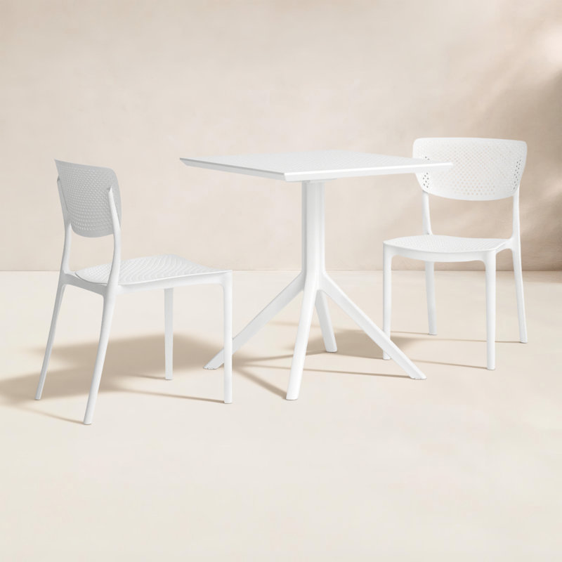 Ensemble de salle à manger 3 pièces Farrah, Blanc, H 29,5 po x L 27,5 po x l 27,5 po