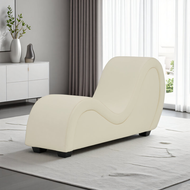 Faux Leather Chaise Lounge, White