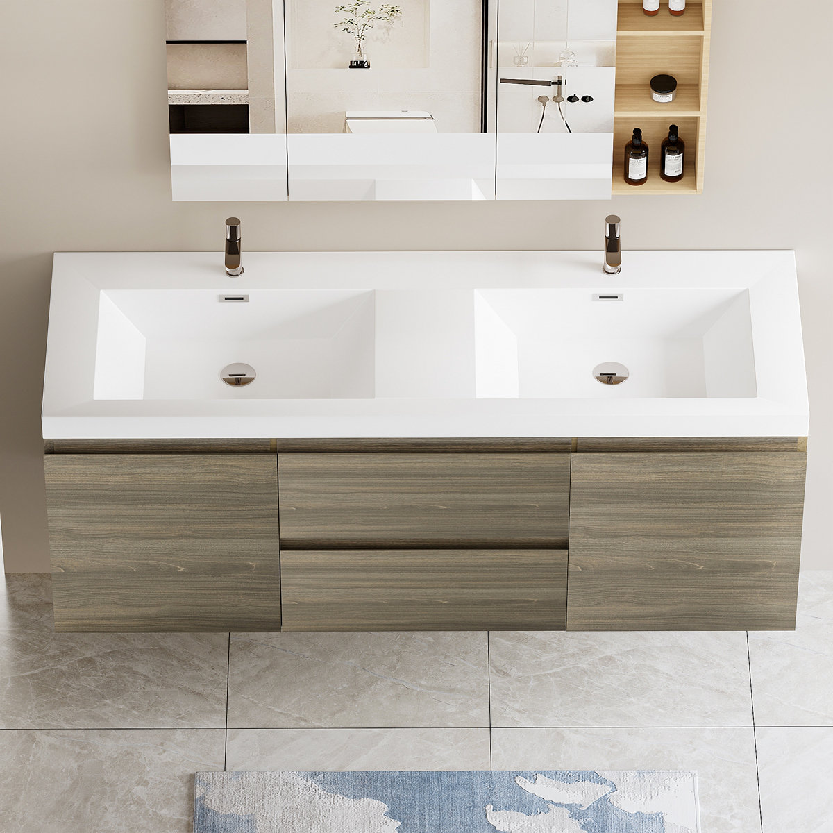 Ebern Designs Floating Bathroom Vanity With Sink Bathroom Storage ...