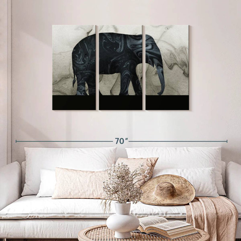 Abstract Elephant Silhouette, 28" H x 45" W