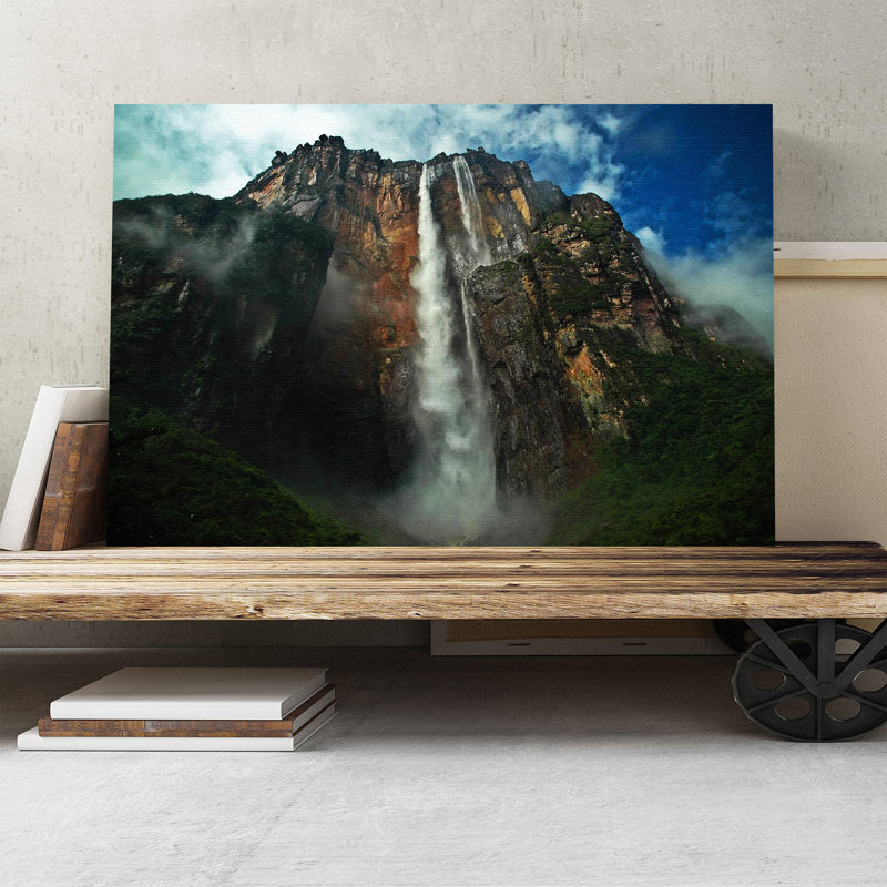 Landscape Angel Falls Waterfall Photographic - Wrapped Canvas, 35cm H x 50cm W