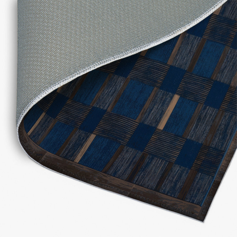 Tapis d'intérieur et d'extérieur à carreaux bleu, Rectangulaire 2 pi x 3 pi