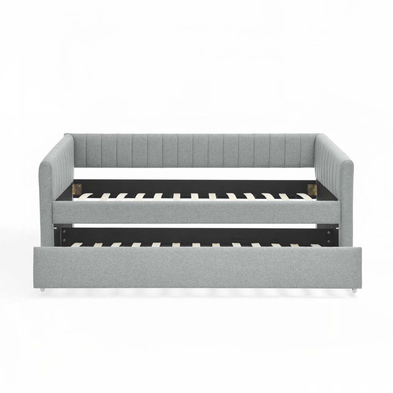 Daybed with Trundle Upholstered Sofa Bed, Gray