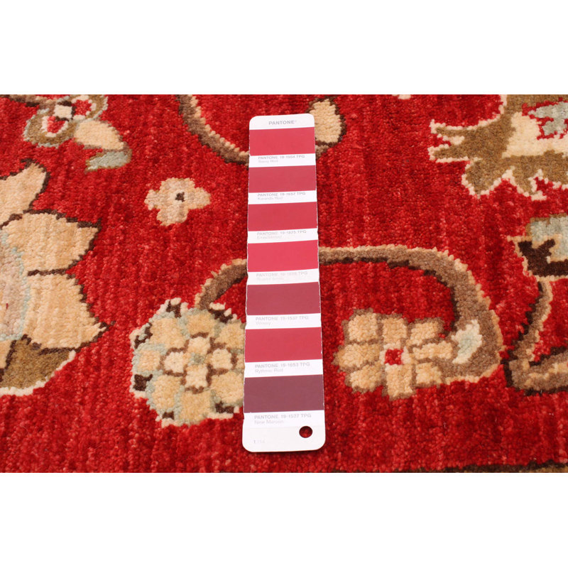 Tapis rouge / brun en laine noué à la main de conception unique 8 pi 10 po x 11 pi 3 po New Age Chobi