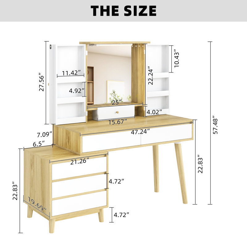 Bureau de coiffeuse Larget avec miroir lumineux