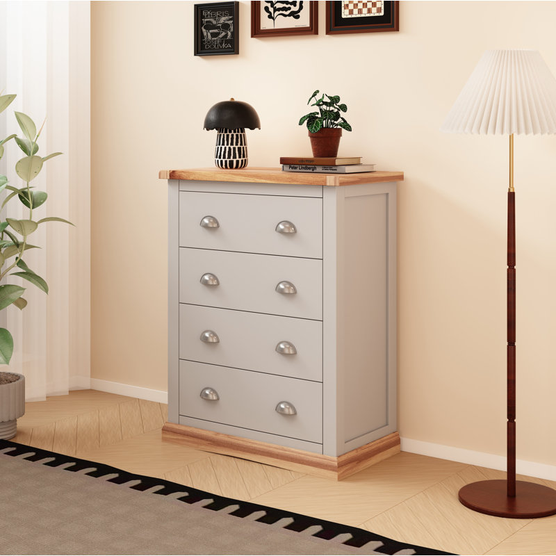 Dwayne 70cm W 4 - Drawer Chest of Drawers, Chrome, Grey/Wood