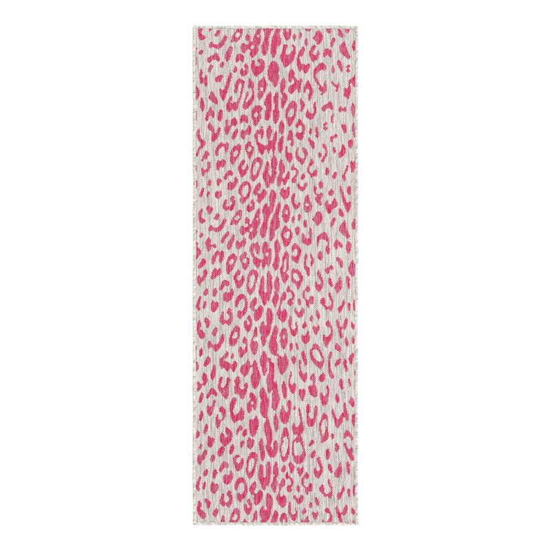Tapis de safari d'extérieur rose et gris, Tapis de couloir 2 pi x 6 pi