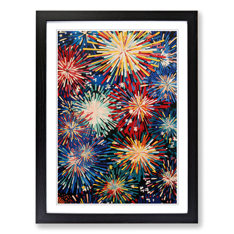 Fireworks Orphism 1 Piece Single Picture Frame Wall Art, 64cm H x 46cm W x 2cm D, Black