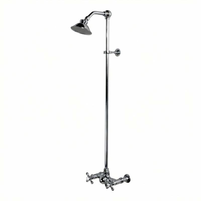 Système de douche exposé avec poignées en croix de Strom Living, Chrome