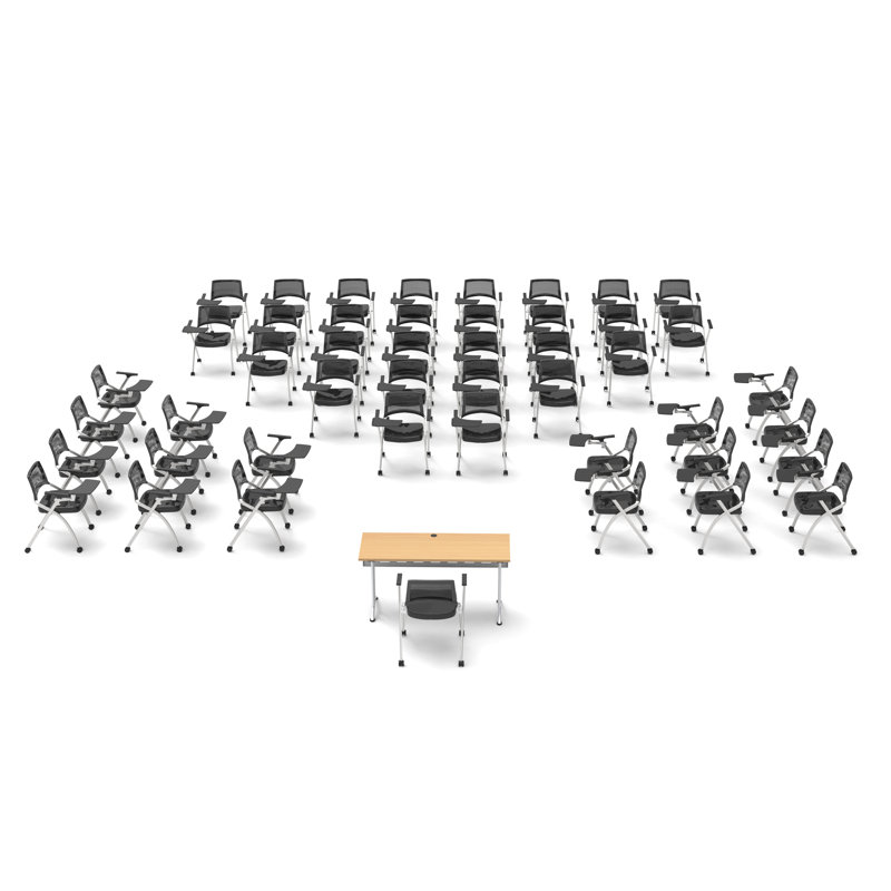 Novelty 47 Person Flip Top 22'' L Modular Training Table and Chair Set with Casters and Modesty Panel