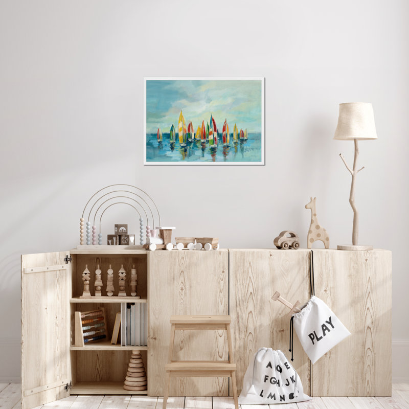 Regatta by Silvia Vassileva - Painting, 34cm H x 50cm W, White Framed Paper Print