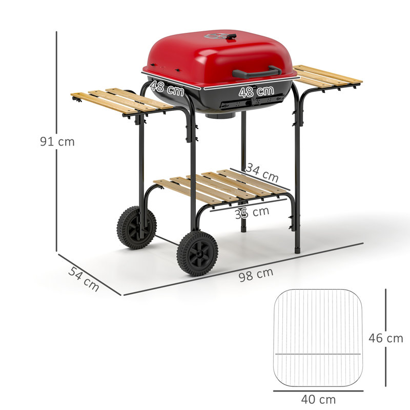 Dakota Fields 98cm W Charcoal Grill, Red