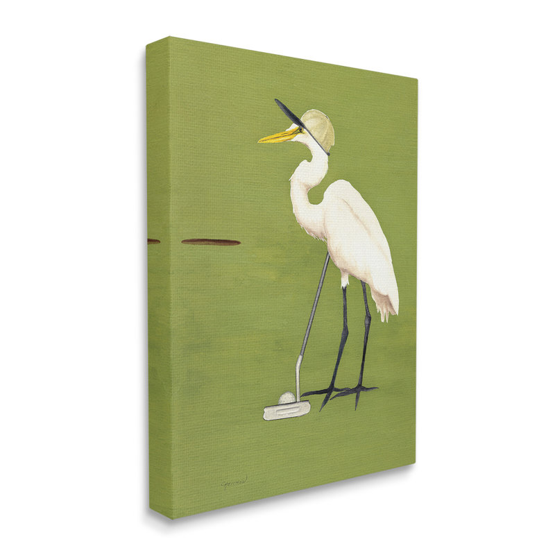 «Golfing Heron Bird», art mural par Christine Reichow, H 20 po x l 16 po
