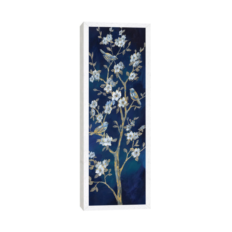 Indigo Spring II by Nan - Panoramic Painting on Canvas, 152.4 cm H x 50.8 cm W, White Framed Canvas