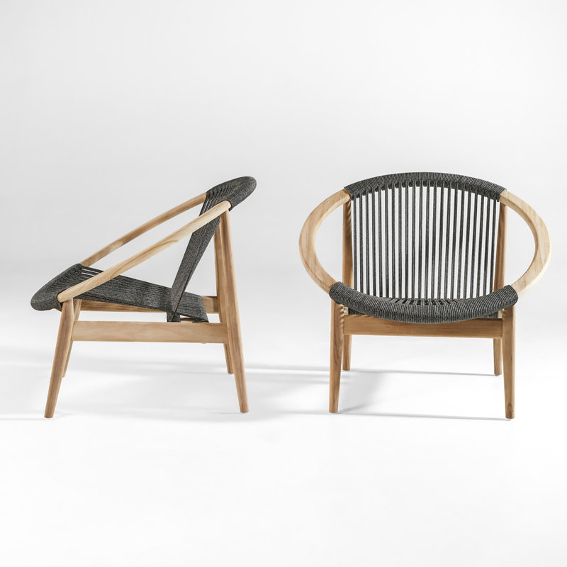 Frida Outdoor Lounge Chair, Black/Oak