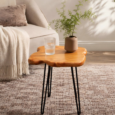 Natural Cedar Wood Live Edge Patio Side Table - Small Rustic Outdoor End Table