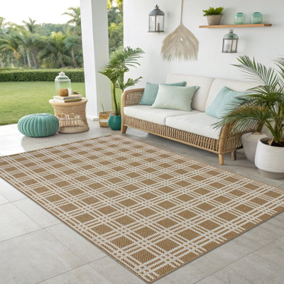 Tapis d'extérieur classique à carreaux tissé classique, léger et portatif
