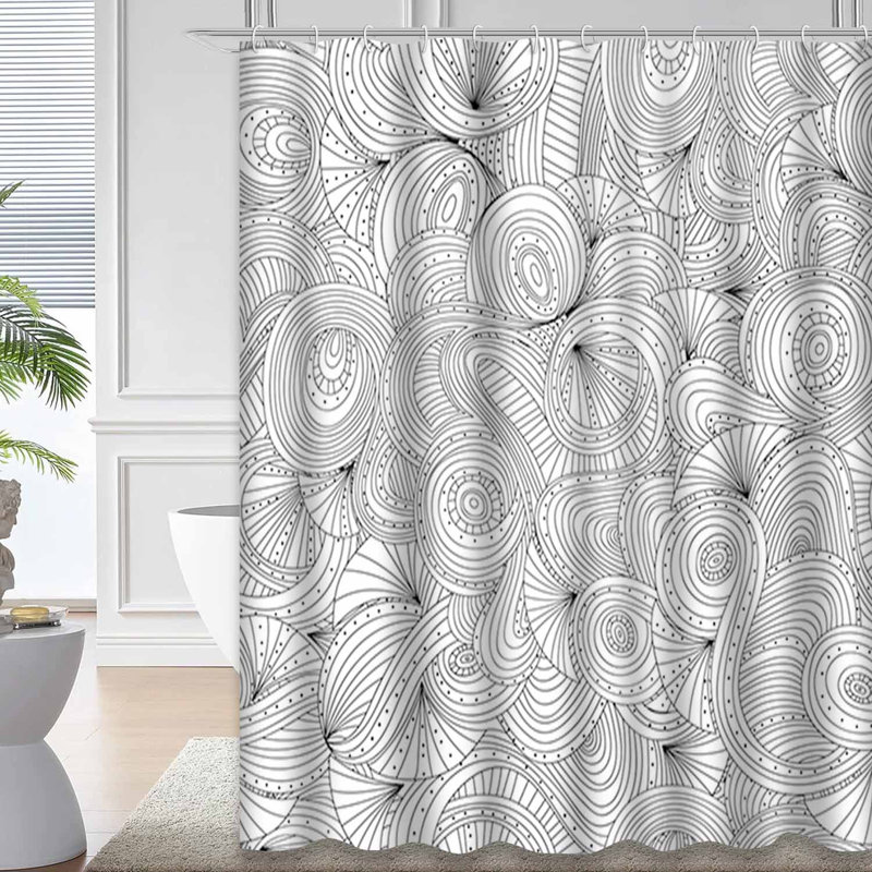 Rideau de douche Wavy Doodle, L 72 po x l 84 po