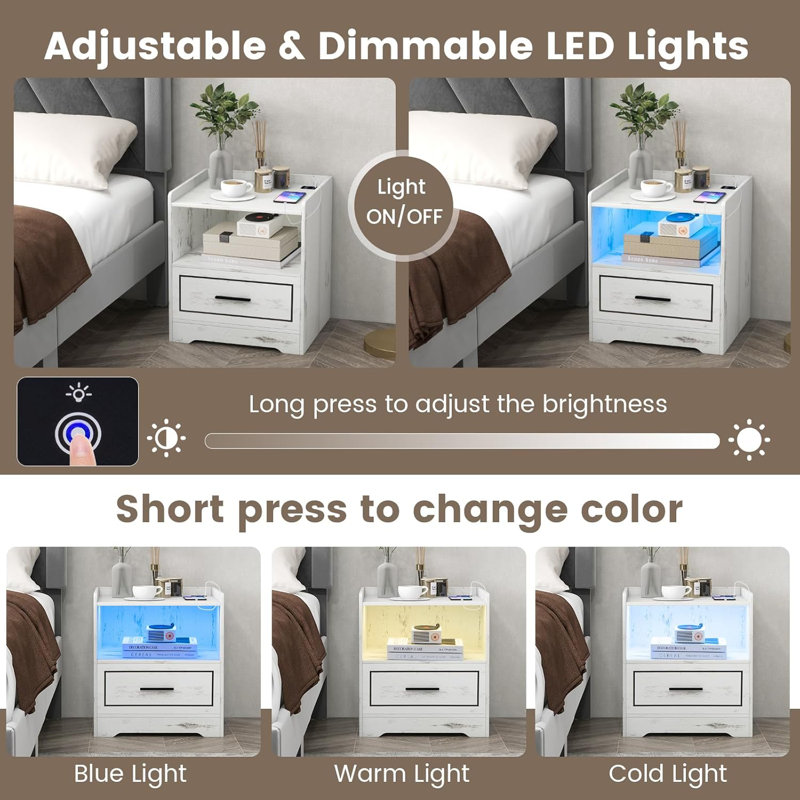 Dayja 45cm W Manufactured Wood Bedside Table
