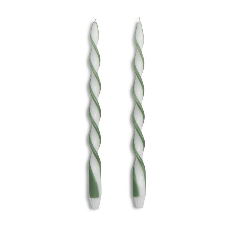 Ensemble de 2 bougies Ribbon Twist Taper, Vert