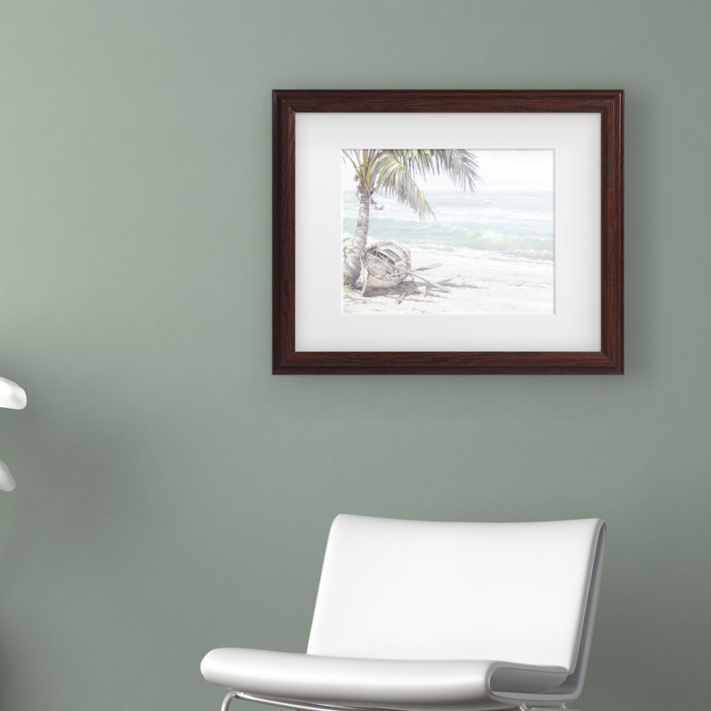 « bateau on beach », impression, H 11 po x l 14 po x p 2 po, Cadre brun
