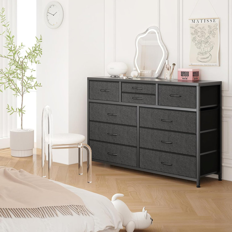 10 Drawers Dresser, Fabric Storage Drawers For Closets, Black