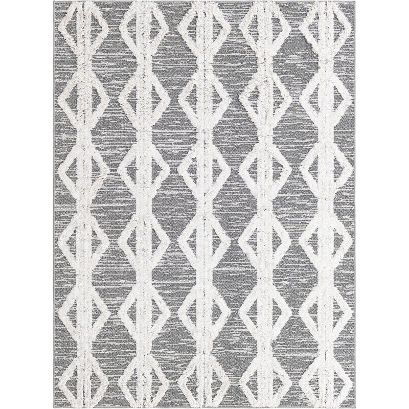 Tapis contemporain blanc cassé Eiryn, Rectangle 4 pi 5 po x 6 pi