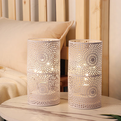 Mercer41 2 Set of 24Cm White Table Metal Cordless Accent Light