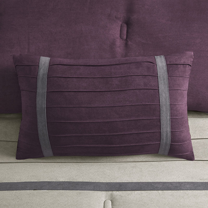 King Purple and Gray Faux Suede Comforter Set