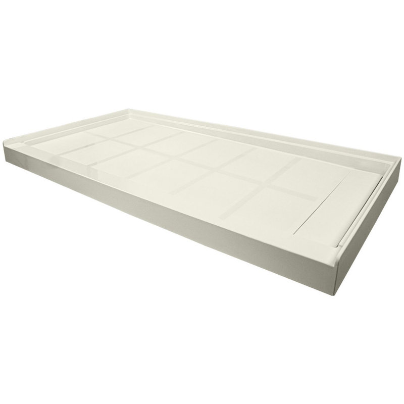 Linear 36-in L x 48-in W Single Threshold Alcove Shower Base Pan with Drain in Cameo, Right