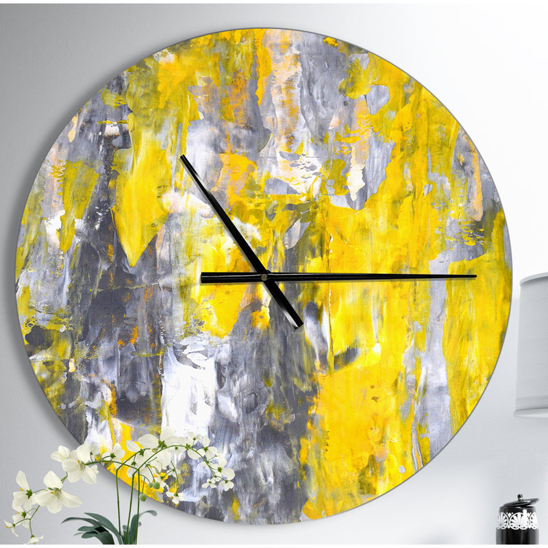 Grey and Yellow Abstract Pattern - Modern wall clock, Medium