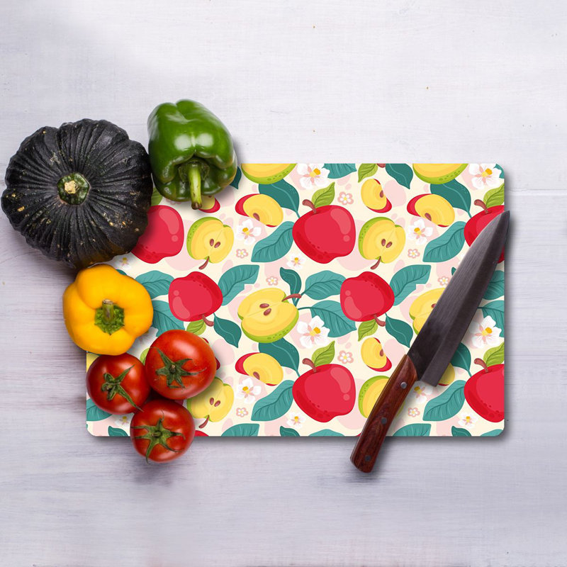 Tempered Glass Cutting Board, 7.9 x 11.8 inches | 100% Antibacterial, Easy-Clean Surface, Non-Slip Silicone Feet | Perfect for Food Prep & Serving, Durable & Stylish Kitchen Essential, Not Dishwasher Safe