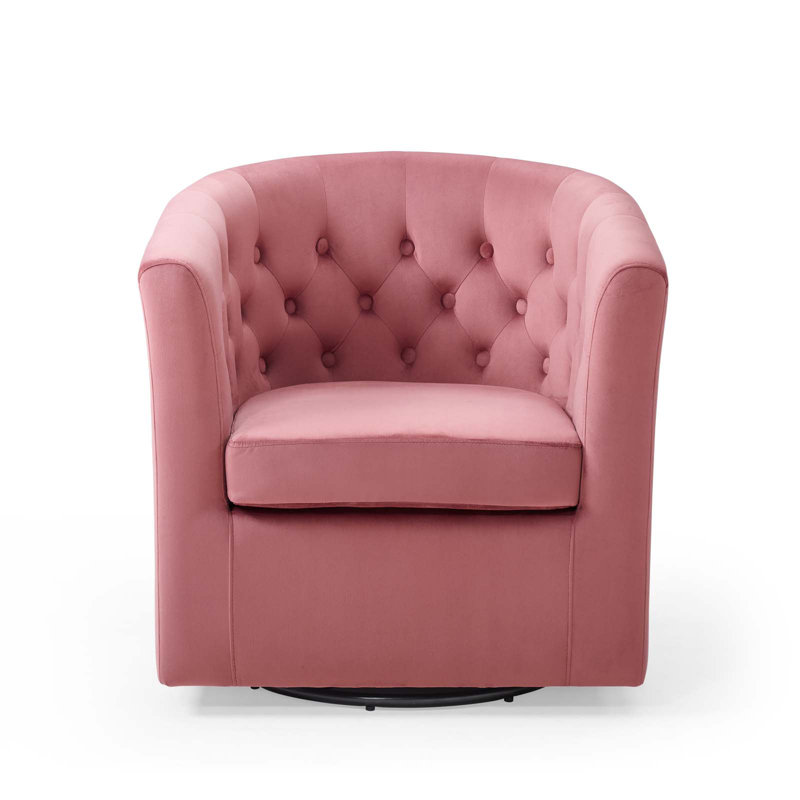Fauteuil pivotant en velours Performance Prospect, Velours vieux rose
