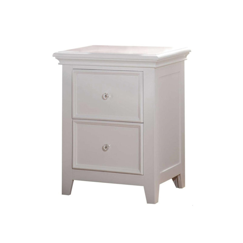 Pine Wood Nightstand With 2 Drawers
