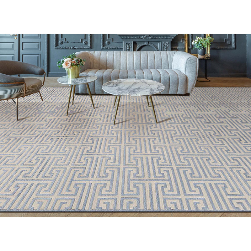Windsom Hand Knotted Geometric Area Rug, Rectangle 10' x 14'