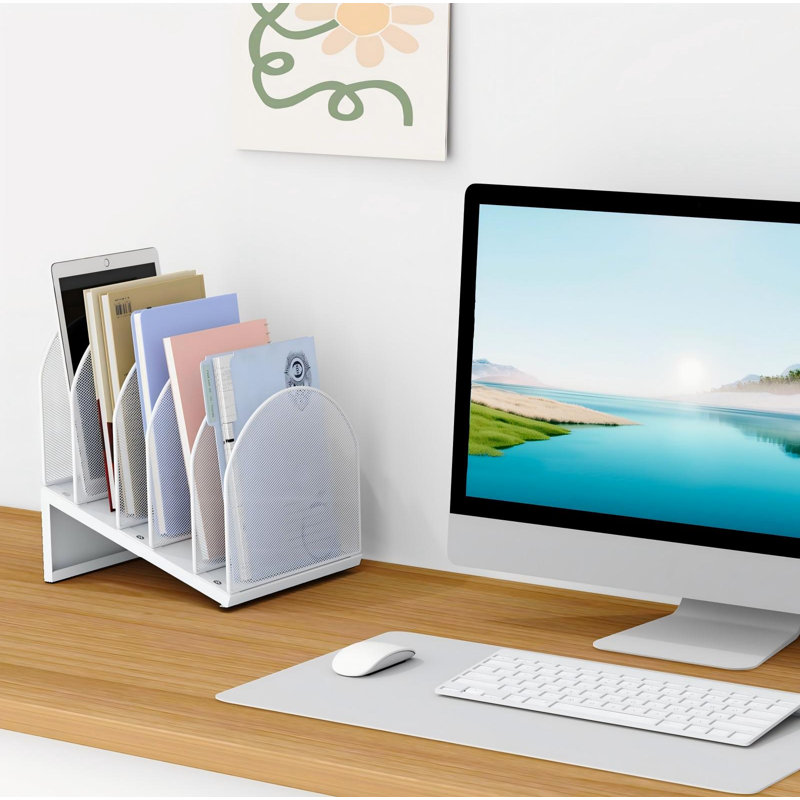 Classeur de bureau à 5 sections, organisateur de dossiers en maille pour documents, courrier et papiers de bureau