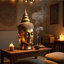 Sculpture de tête de bouddha Pilu, décor de table méditatif, bronze 14 pouces-124561899